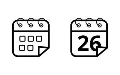 Simple calendar flat icon. Vector illustration of calendar icon with specific day for websites, blogs and graphic resources, day 26.