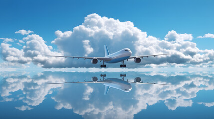 Fototapeta na wymiar 青い空と飛行機　流通のイメージ図
