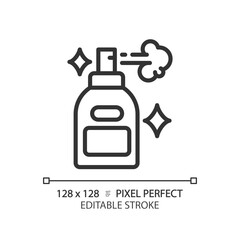 2D pixel perfect customizable hair spray black icon, isolated vector, haircare thin line simple illustration.