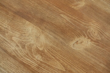 Fototapeta premium Close view of light brown polished wooden plank