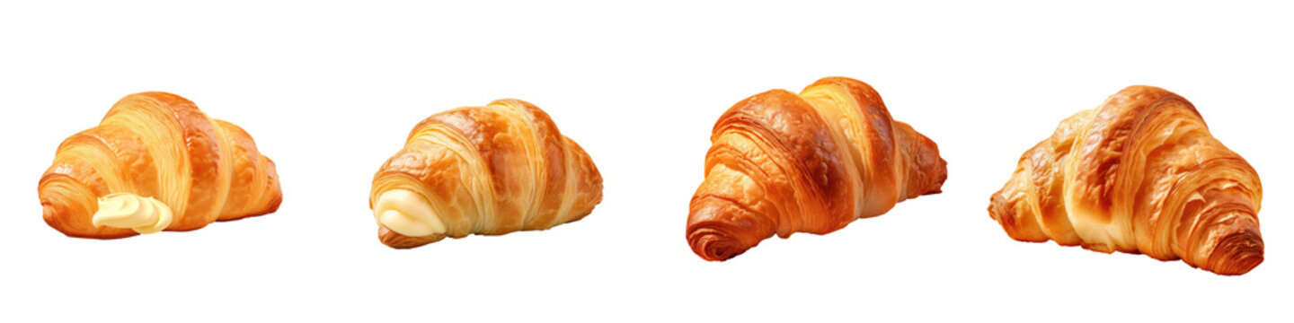 Cream filled croissant isolated on transparent background