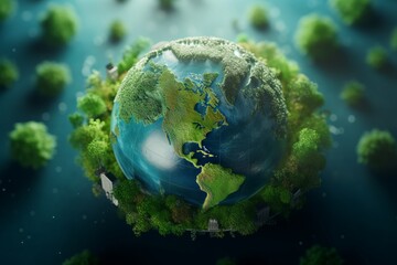 Obraz na płótnie Canvas Green planet. Green ecological planet theme.generative ai 