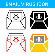VECTOR EMAIL VIRUS ICON STROKE AND FILL AND COLOR VERSION