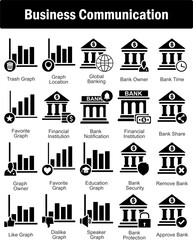 A set of 20 business icons as search money, wallet, video message