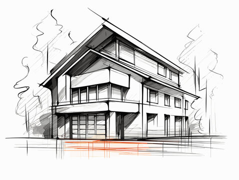 House Architecture Sketch Vector Illustration