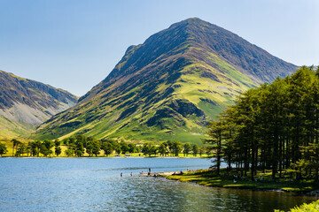 Fleetwith Pike and Buttermere in the English Lake District on a hot summer afternoon