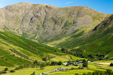 A tiny English village in mountainous scenery next to Scafell Pike (Wasdale, Lake District)