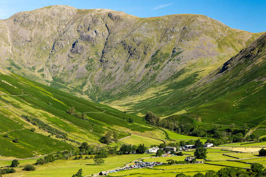 A tiny English village in mountainous scenery next to Scafell Pike (Wasdale, Lake District)
