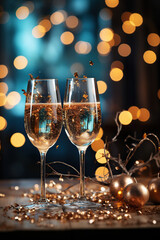 Two_champagne_glasses_on_White_a_background_of_fireworks