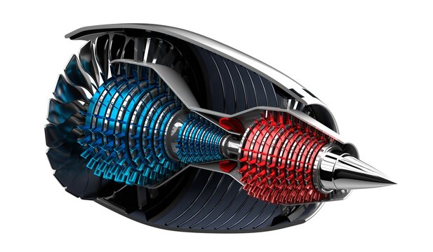 Jet engine inside - on white background - 3D illustration