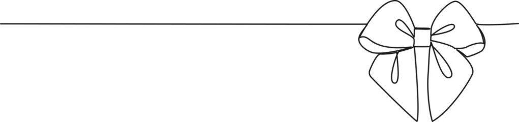 continuous single line drawing of ribbon and bow knot, line art vector illustration