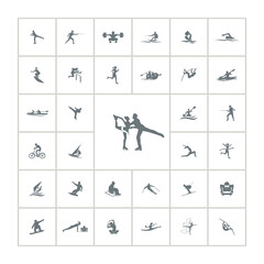 athlete set of silhouette with figure skating, running sportsman, yoga