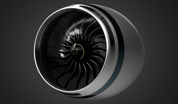 Jet engine isolated on grey background - 3D illustration
