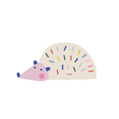  Happy Birthday hedgehog animal paper shape cutouts style vector illustration. Scandinavian childish wild party pre-made print design.
