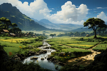 rice fields in island