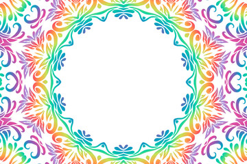 Beautiful colourful caleidoscope gradient batik ethnic dayak flower art pattern background for wallpaper or textile 