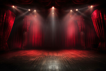 The theater stage light background with spotlight illuminated the stage for a passionate...