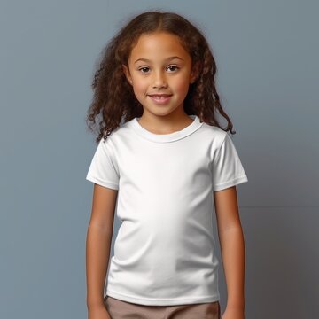 girl wearing a white casual tshirt for mockup design, AI Generated