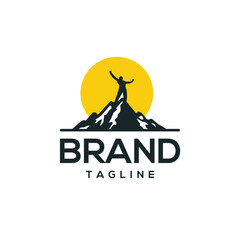 Modern and abstract mountain hiking logo design for outdoor business, camping, and hiking 