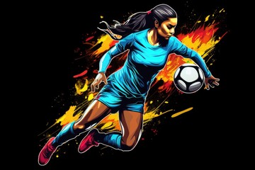 Young woman kicking ball in mid-air