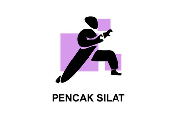 pencak silat sport vector line icon. sportsman, fighting stance. sport pictogram illustration.