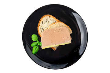 pate duck mousse portioned slice appetizer meal food snack on the table copy space food background rustic top view