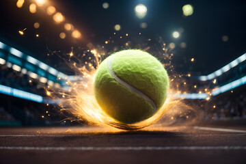 Tennis ball in Fire AI Generated image