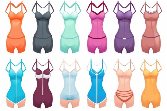 Set of different types of women's panties, swimming trunks. Line