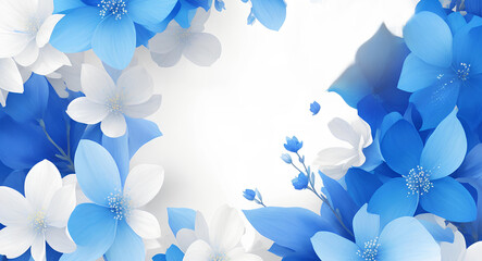 Blue flowers on a white background. AI