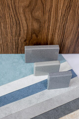 Moodboards showing samples of materials for stylization and choice of architects, including fabric...