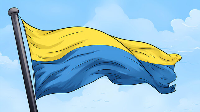 Hand drawn cartoon ukrainian flag illustration
