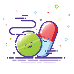 Outline illustration of bright pills