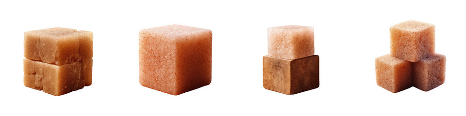 Brown sugar cube on a transparent background - obrazy, fototapety, plakaty