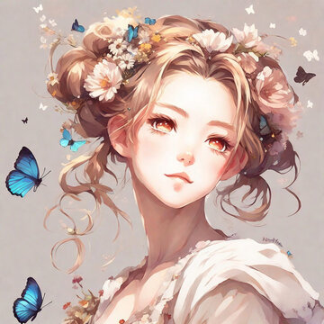 Anime Girl girl with butterfly