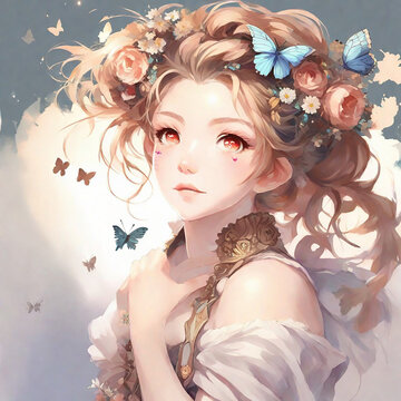 Anime Girl girl with butterfly
