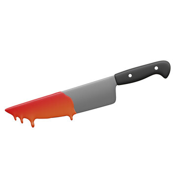 Bloody Knife 3D icon Isolate Transparent Background, 3D Rendering illustration
