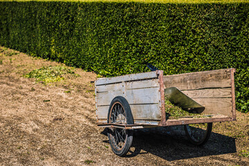 Wooden Wheelbarrow taken on a French farm located in the Champagne region, outside of Troy