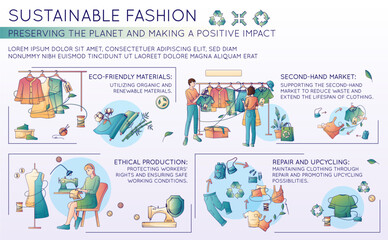 Sustainable Fashion Flat Infographics