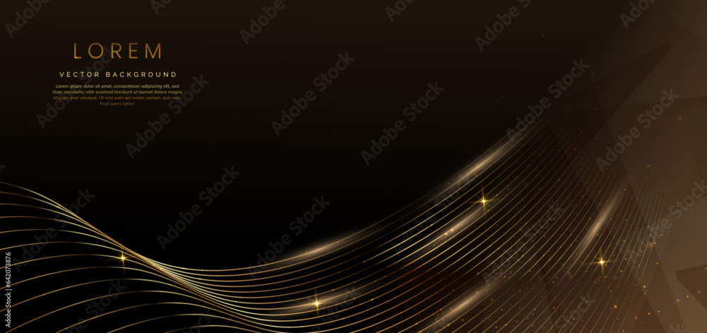 Canvas Prints abstract elegant dark brown background with golden line and lighting effect sparkle. luxury template