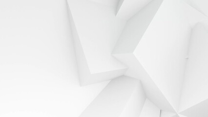 Looped 3D Animation - White corporate abstract background of looped animated geometric three-dimensional shapes - Powered by Adobe