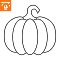 Pumpkin line icon, outline style icon for web site or mobile app, thanksgiving and vegetables, gourd vector icon, simple vector illustration, vector graphics with editable strokes.