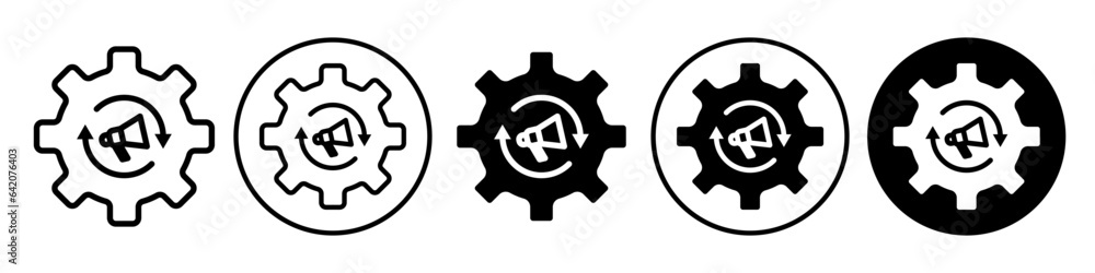 Poster marketing automation tool icon. social media automate system to promote or planning the progress of 