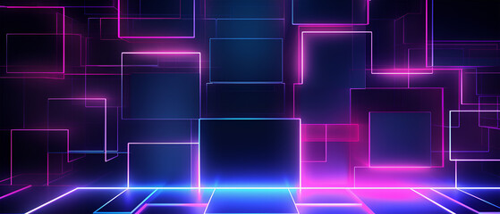3D Neon Background in Modern Tech Style, Generative AI