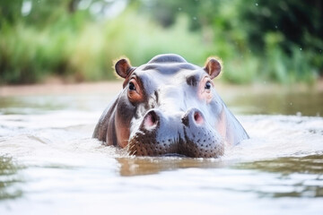 Aquatic Hippo in Full Aggression