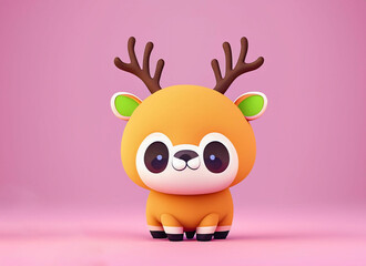 A Cute Baby Deer on pink background