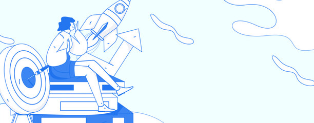 Education learning people flat vector concept hand drawn illustration