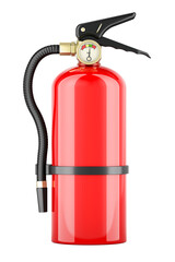 Obraz premium Fire extinguisher, front view. 3D rendering isolated on transparent background