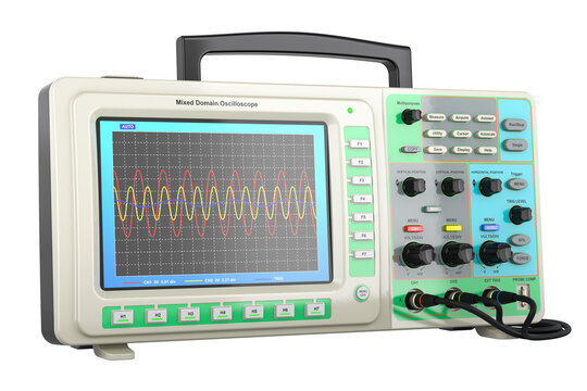Digital oscilloscope, 3D rendering isolated on transparent background