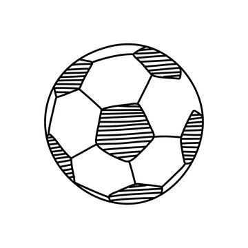 Soccer ball icon in doodle style. Hand drawn doodle soccer ball. Element for sports. Isolated on white background