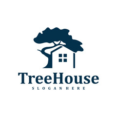 Tree House logo design Template. Creative House Tree logo vector illustration.